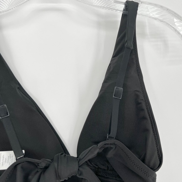 Aerie Women's Triangle Bikini Swim Top Size M Black Tie Back Banded Padded - Picture 5 of 8
